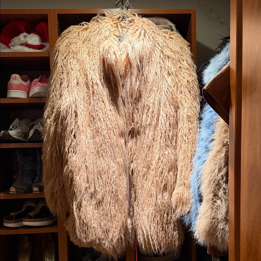 Guess Women's Stylish Brown faux Fur Jacket